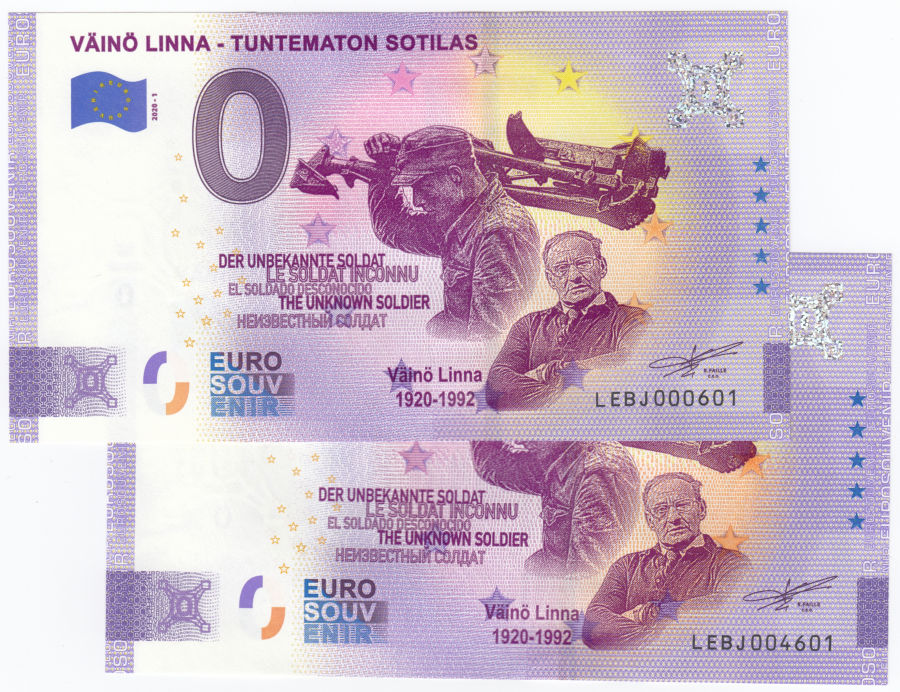 0 Euro Suomi - Tuntematon Sotilas - Juhlasetelipari
